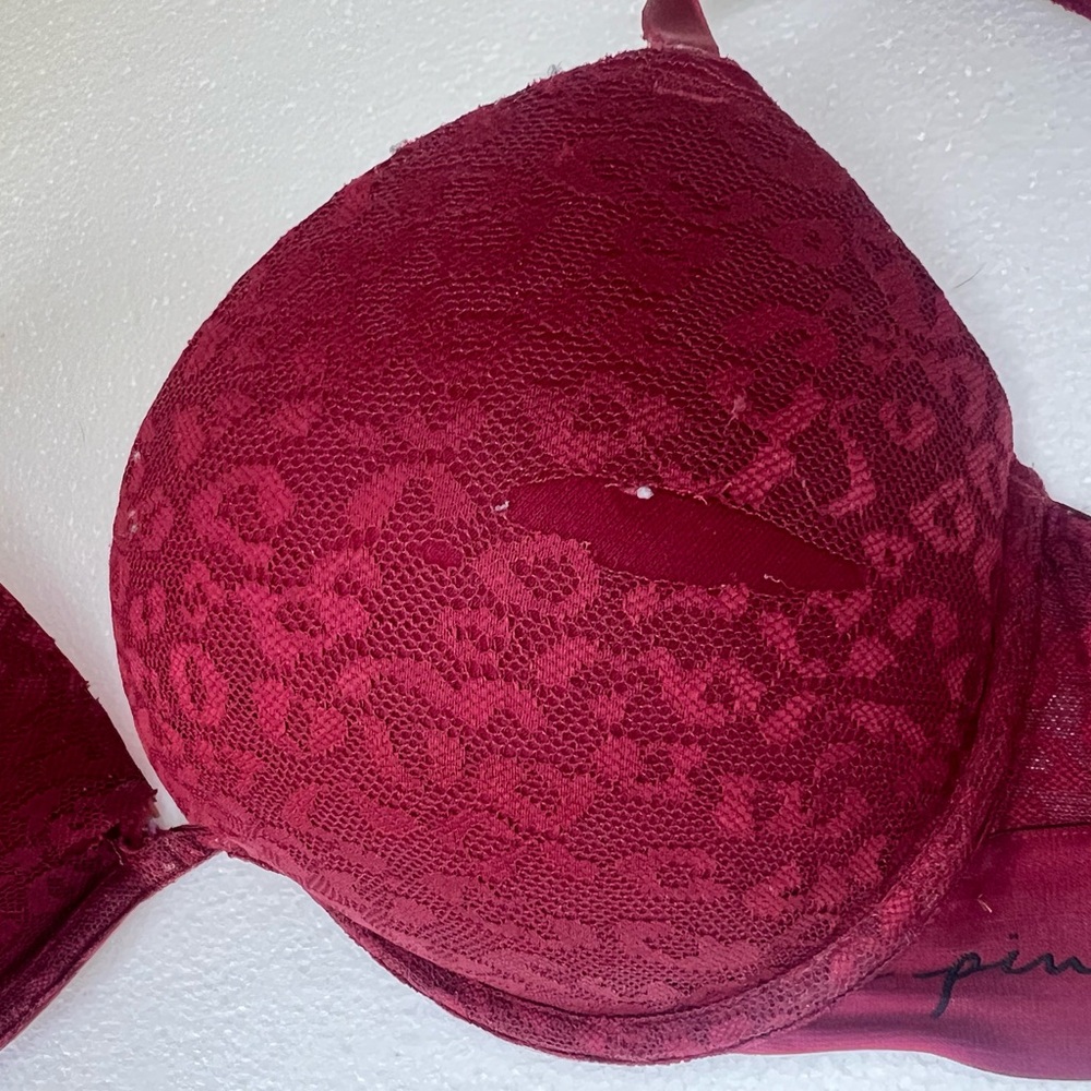 PINK Victoria's Secret Burgundy Lace Bra - Picture 4 of 7